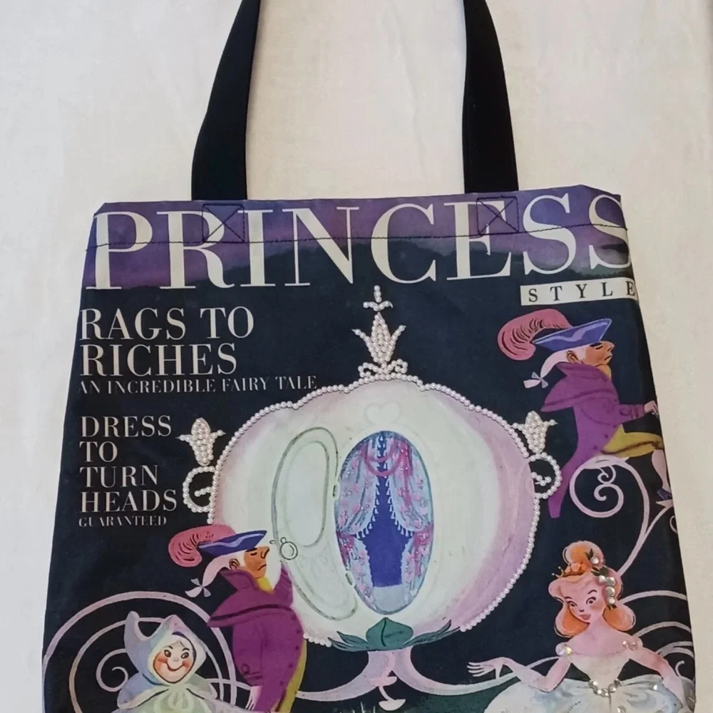 New Disney Princess Style Magazine Cinderella Tote Bag With Beaded Embellishment